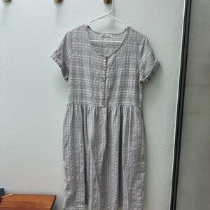 LCW Gray Button-Front Women's Dress